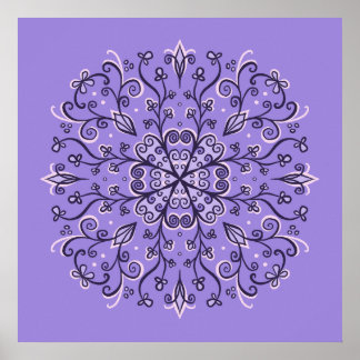 Purple Snowflake Mandala - Elegant Winter Ornament Poster