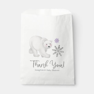 Purple Snowflake Polar Bear Baby Shower Thank You  Favour Bags