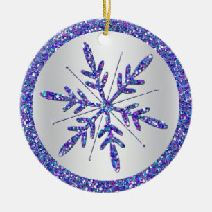 Purple Snowflake Wedding Photo Keepsake Ornament