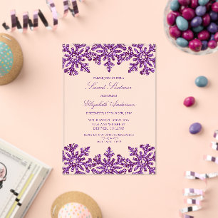 Purple Snowflake Winter Sweet 16 Acrylic Invitations