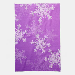 Purple Snowflakes Christmas Towel