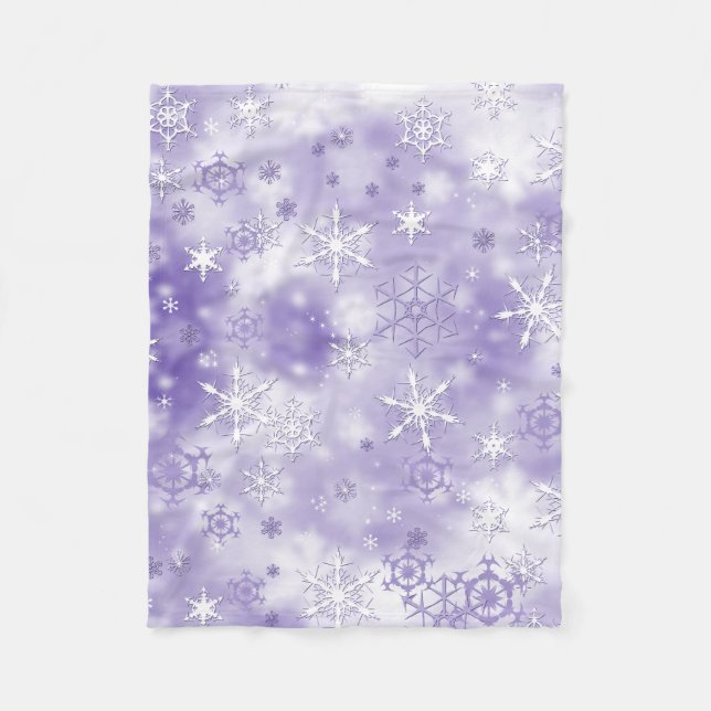 Purple Snowflakes Fleece Blanket (Front)