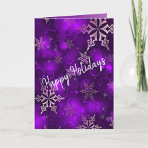 Purple Snowflakes - Happy Holidays Card