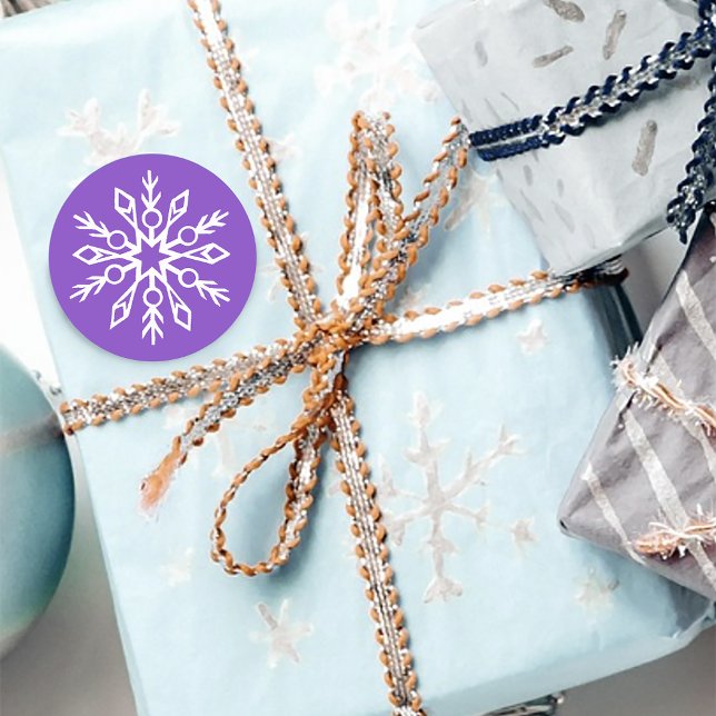 Purple Snowflakes Pattern Magical Winter Holiday Classic Round Sticker (Creator Uploaded)