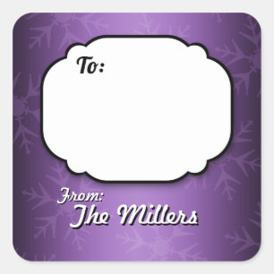 Purple Snowflakes Personalised Gift Tag stickers