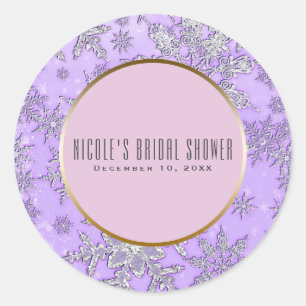 Purple Snowflakes Pink Winter Wonderland Favour Classic Round Sticker