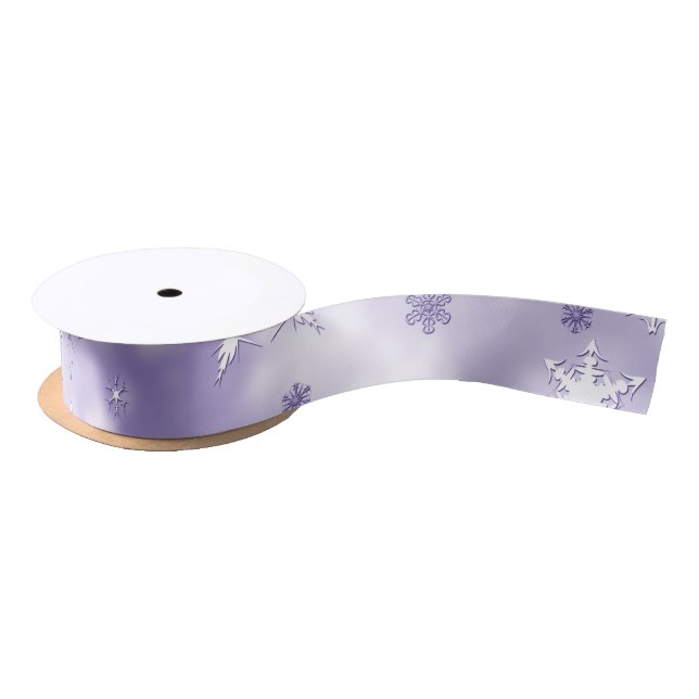 Purple Snowflakes Satin Ribbon (Spool)