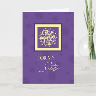 Purple Snowflakes Sister Christmas Card