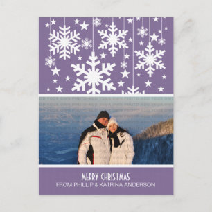 Purple Snowflakes Stars Photo Postcard