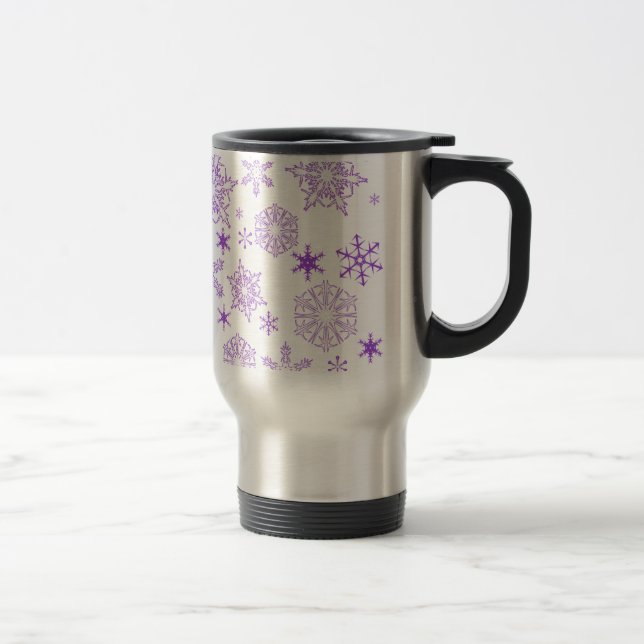 purple snowflakes travel mug (Right)