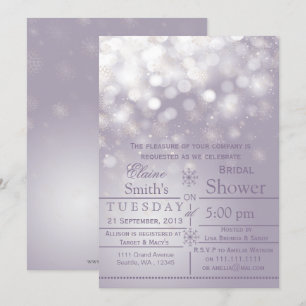 Purple snowflakes Winter Bridal shower Invite