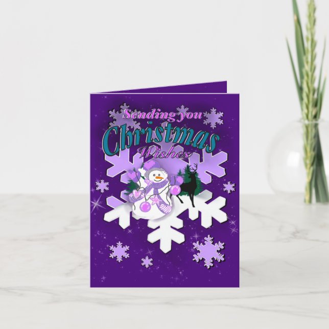 Purple Snowman Christmas Card (Front)