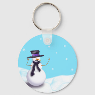 Purple Snowman Key Ring