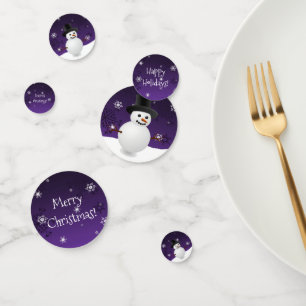 Purple Snowman Winter Scene Christmas Confetti