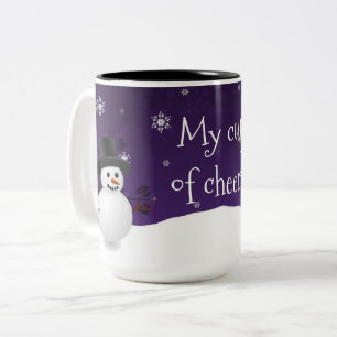Purple Snowman Winter Scene Christmas Mug