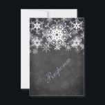 Purple Snowy Chalkboard Style Wedding RSVP Card<br><div class="desc">This festive and trendy black and white chalkboard LOOK wedding response card has layers of light purple and white snowflakes on it that match the winter wedding invitation shown below. It would be perfect for a winter wedding, Christmas wedding or bridal shower, a winter anniversary party or a winter ball...</div>