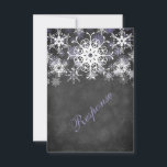 Purple Snowy Chalkboard Style Wedding RSVP Card<br><div class="desc">This festive and trendy black and white chalkboard LOOK wedding response card has layers of light purple and white snowflakes on it that match the winter wedding invitation shown below. It would be perfect for a winter wedding, Christmas wedding or bridal shower, a winter anniversary party or a winter ball...</div>