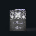 Purple Snowy Chalkboard Wedding Thank You Card<br><div class="desc">This festive and trendy black and white chalkboard LOOK wedding thank you card has layers of light purple and white snowflakes on it that matches the winter wedding invitation shown below. If there are any other matching items that you need,  please email your request to niteowlstudio@gmail.com.</div>