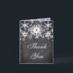 Purple Snowy Chalkboard Wedding Thank You Card<br><div class="desc">This festive and trendy black and white chalkboard LOOK wedding thank you card has layers of light purple and white snowflakes on it that matches the winter wedding invitation shown below. If there are any other matching items that you need,  please email your request to niteowlstudio@gmail.com.</div>