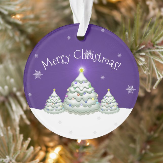 Purple Snowy Christmas Tree Ornament (Tree)