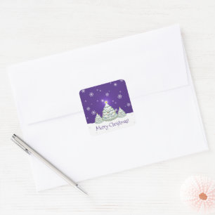 Purple Snowy Christmas Tree Sticker