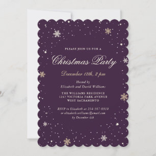 Purple Snowy Elegant Christmas Party Invitation