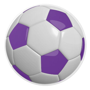 Purple Soccer Ball / Football Ceramic Knob