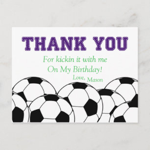 Purple Soccer Ball Thank You Postcard