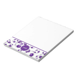 purple soccer balls pattern accent girls name  notepad