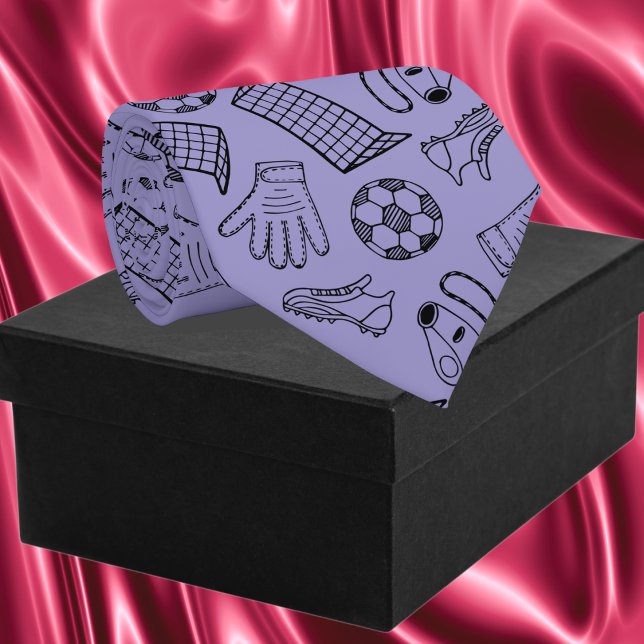Purple Soccer Equipment Pattern Tie (Purple Soccer Equipment Pattern Neck Tie)