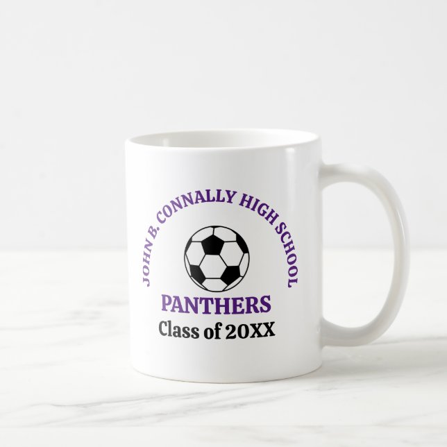 Purple Soccer Player Personalised Team Coffee Mug (Right)
