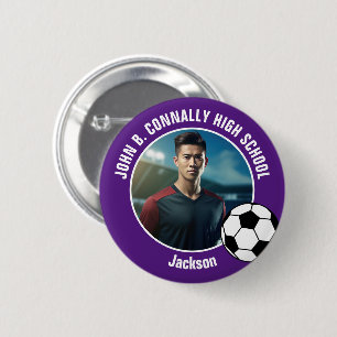Purple Soccer Player Photo High School Spirit 6 Cm Round Badge