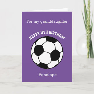 Purple Soccer Sport 11th Birthday Card