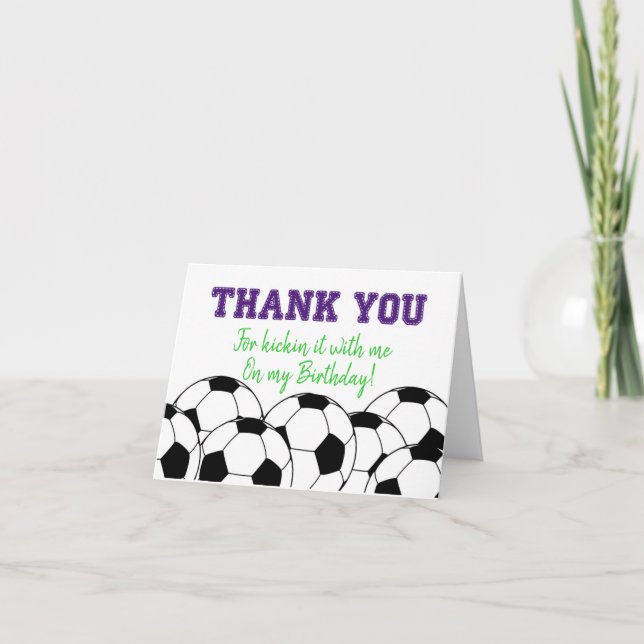 Purple Soccer Thank You Card (Front)