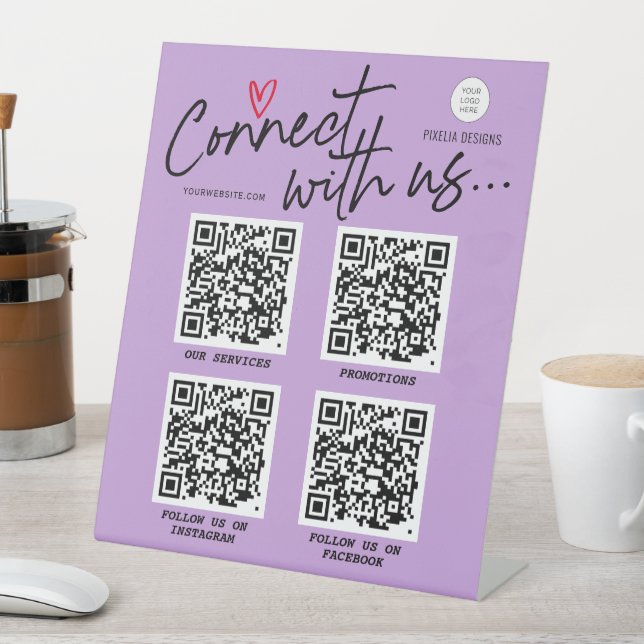 Purple social media networking QR Code Modern sign (In SItu)