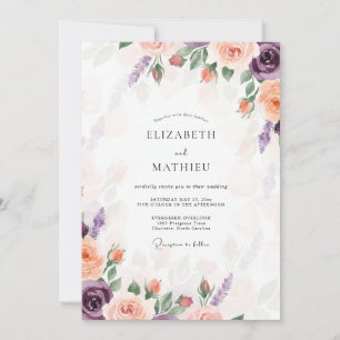 Purple Soft Blossom Wedding Invitation