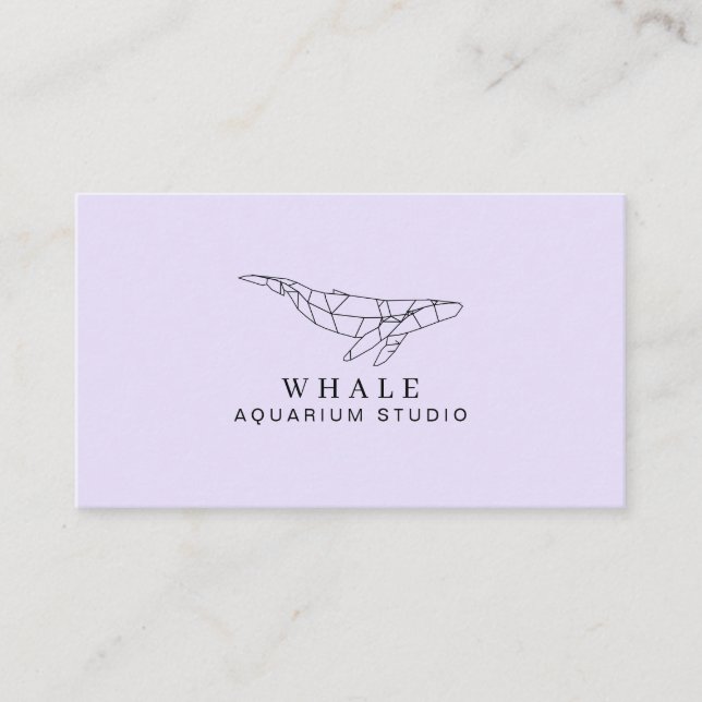 Purple Soft Low Poly Aquarium Fish Whale Business Card (Front)