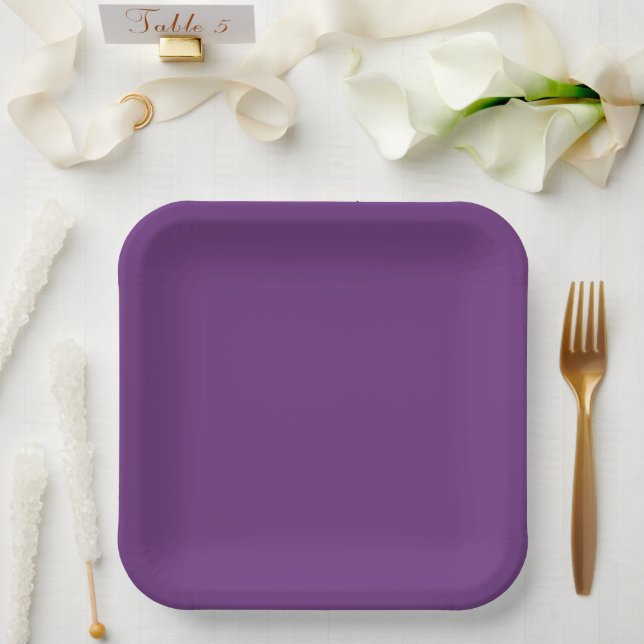 Purple Solid Colour Paper Plate (Wedding)