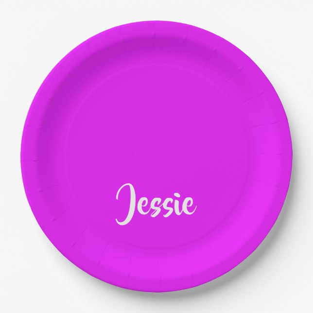 Purple solid plain paper plate (Front)