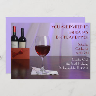 Purple Sophisticated Red wine birthday  party  Invitation