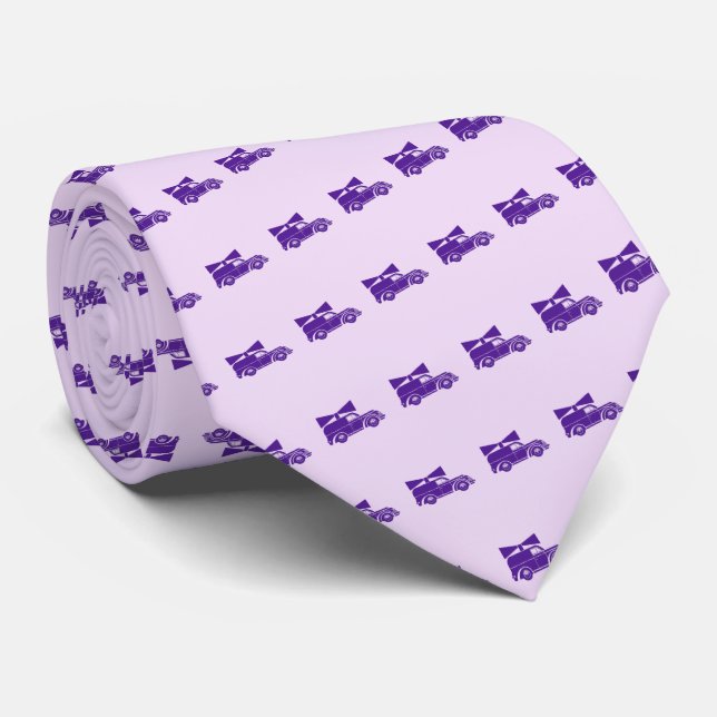 Purple Sound Car Necktie (White Back, ) (Rolled)