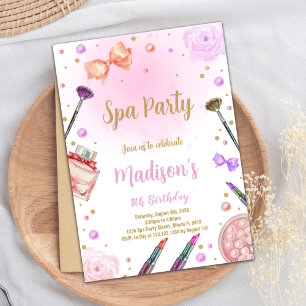Purple Spa Birthday Invitation