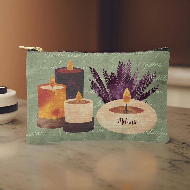 Purple Spa Candles and Lavender Olive Monogram Accessory Pouch (Creator Uploaded)