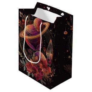 Purple Space Fantasy Crystal Ring Planet Medium Gift Bag