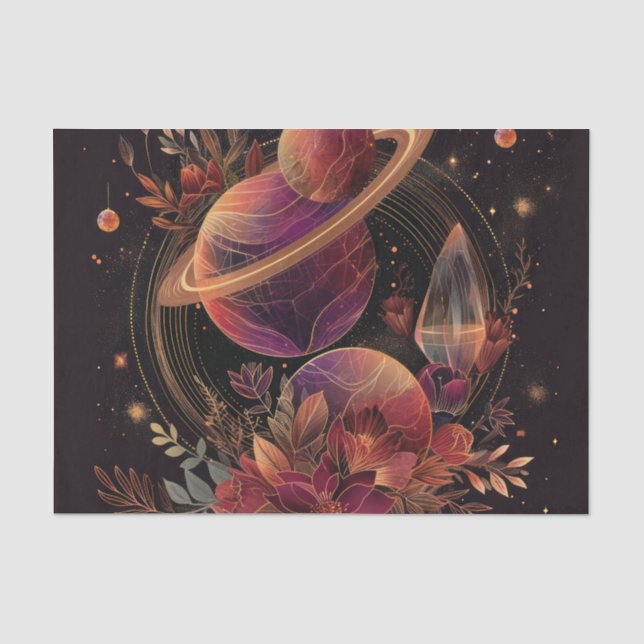 Purple Space Fantasy Crystal Ring Planet Tissue Paper (Front)