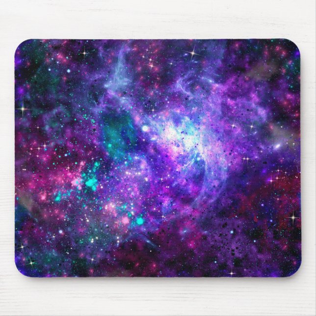 Purple Space Galaxy Cosmic Spacey Teal Pink Sky Mouse Mat (Front)