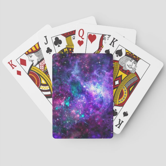 Purple Space Galaxy Cosmic Spacey Teal Pink Sky Playing Cards (Back)