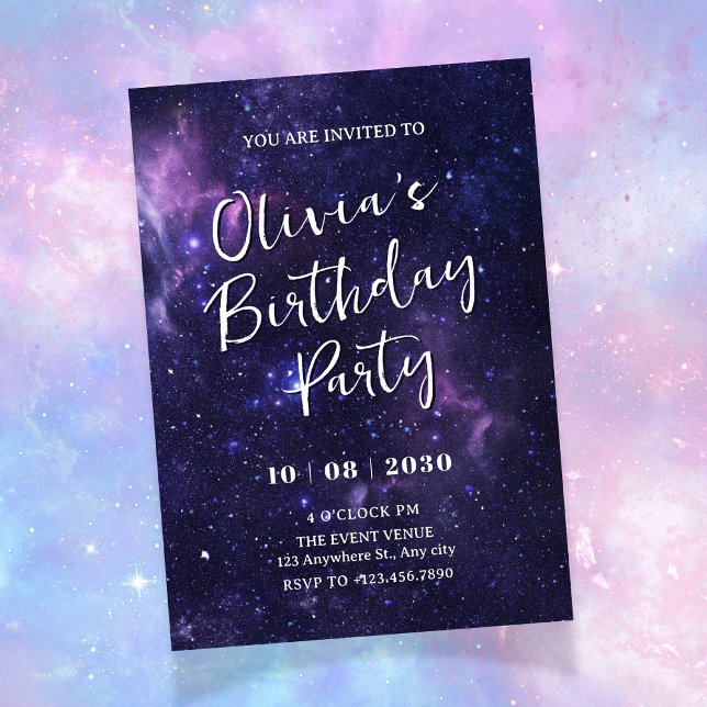 Purple space galaxy Invitation (Creator Uploaded)