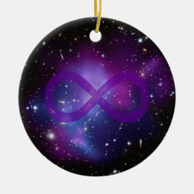 Purple Space Image Ceramic Tree Decoration (Front)
