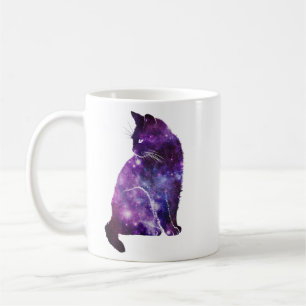 Purple Space Nebula Cat  Coffee Mug